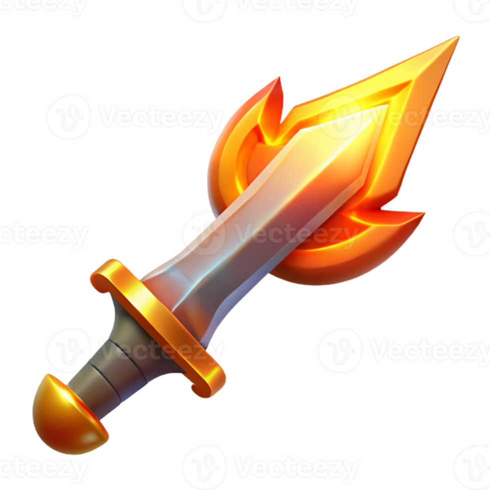 serene contemporary A stylized, burning sword high quality png