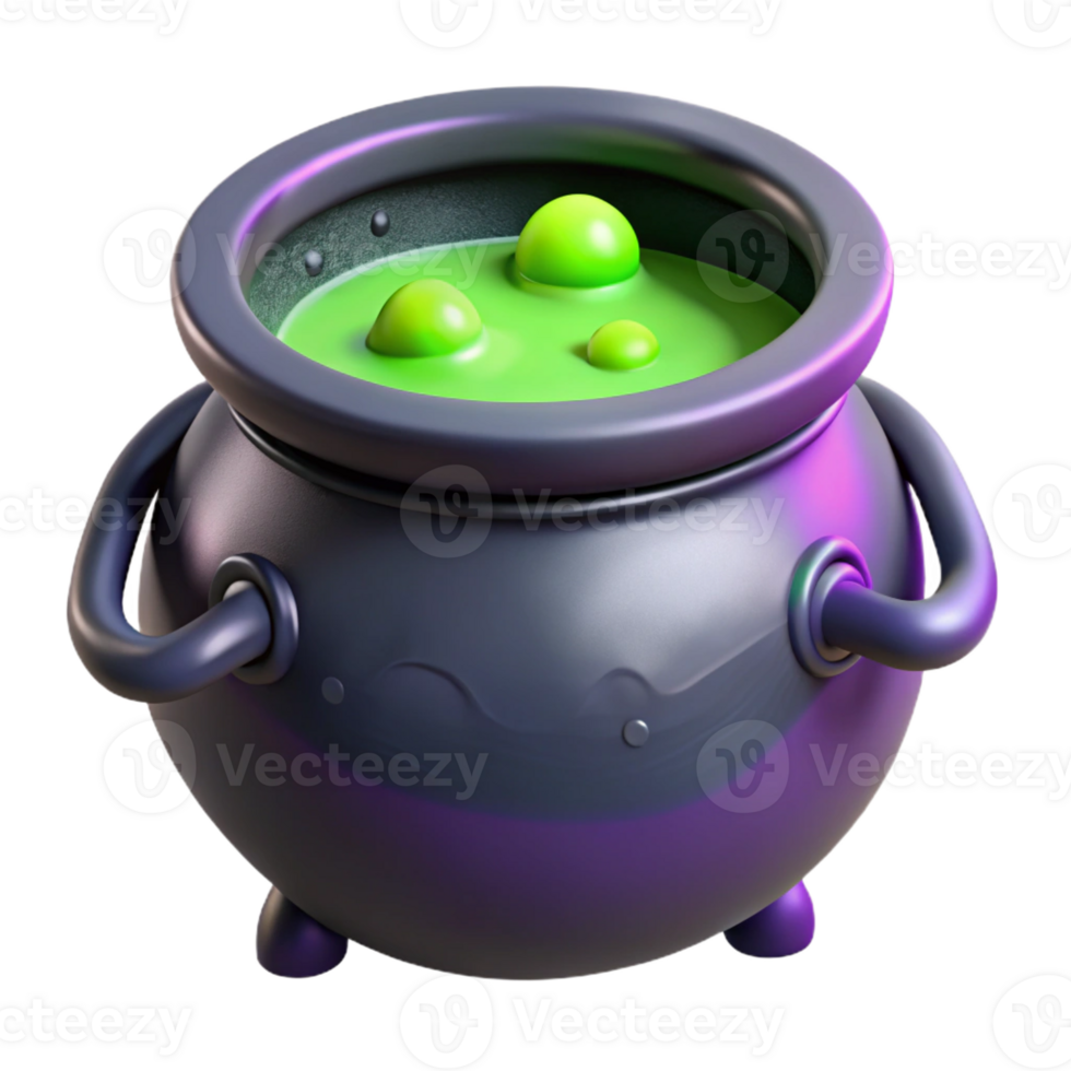 elegant classic A single, bubbling cauldron, filled with a mysterious potion professional png