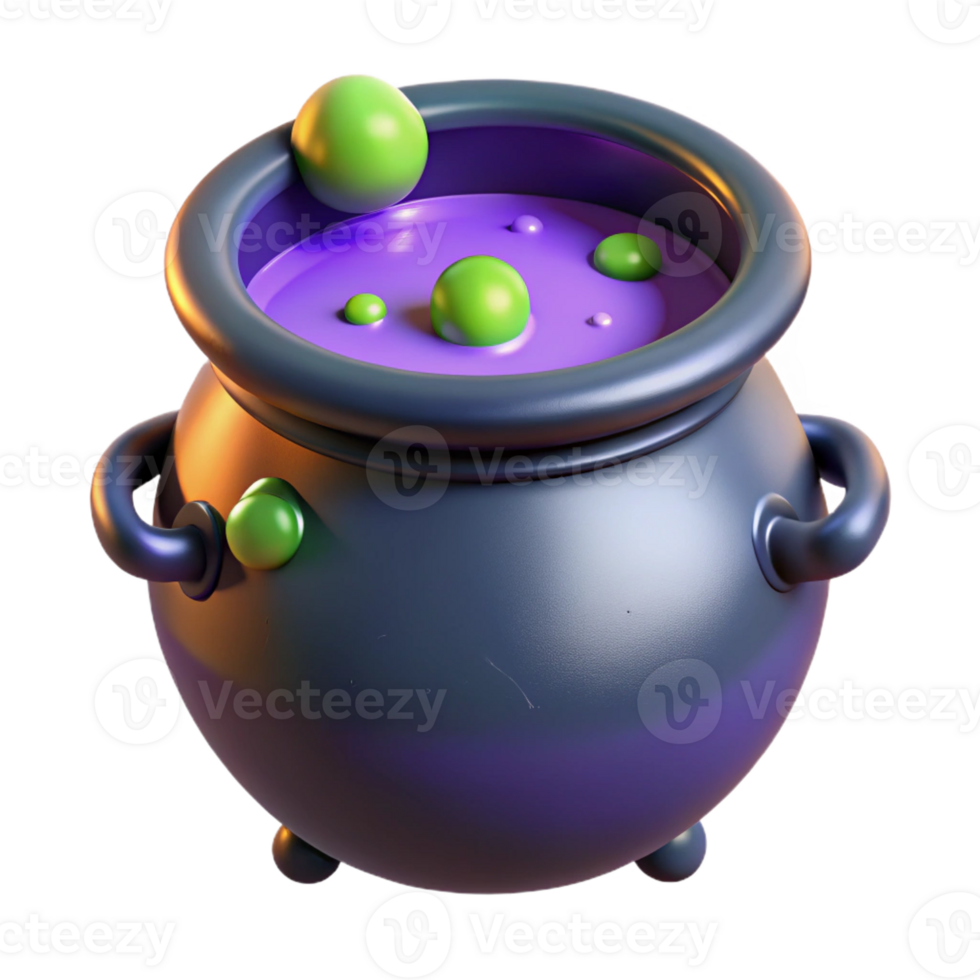dramatic rustic A single, bubbling cauldron, filled with a mysterious potion high resolution png
