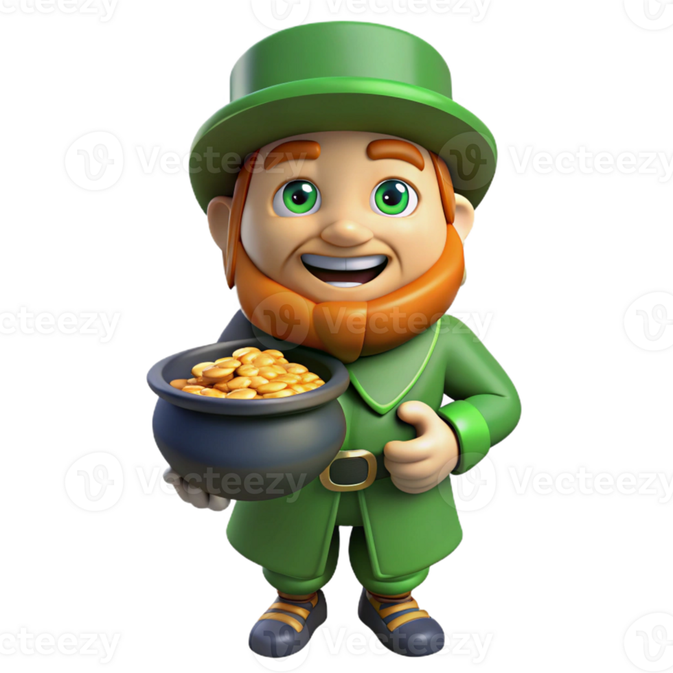 dramatic vintage A mischievous leprechaun, holding a pot of gold 4K png