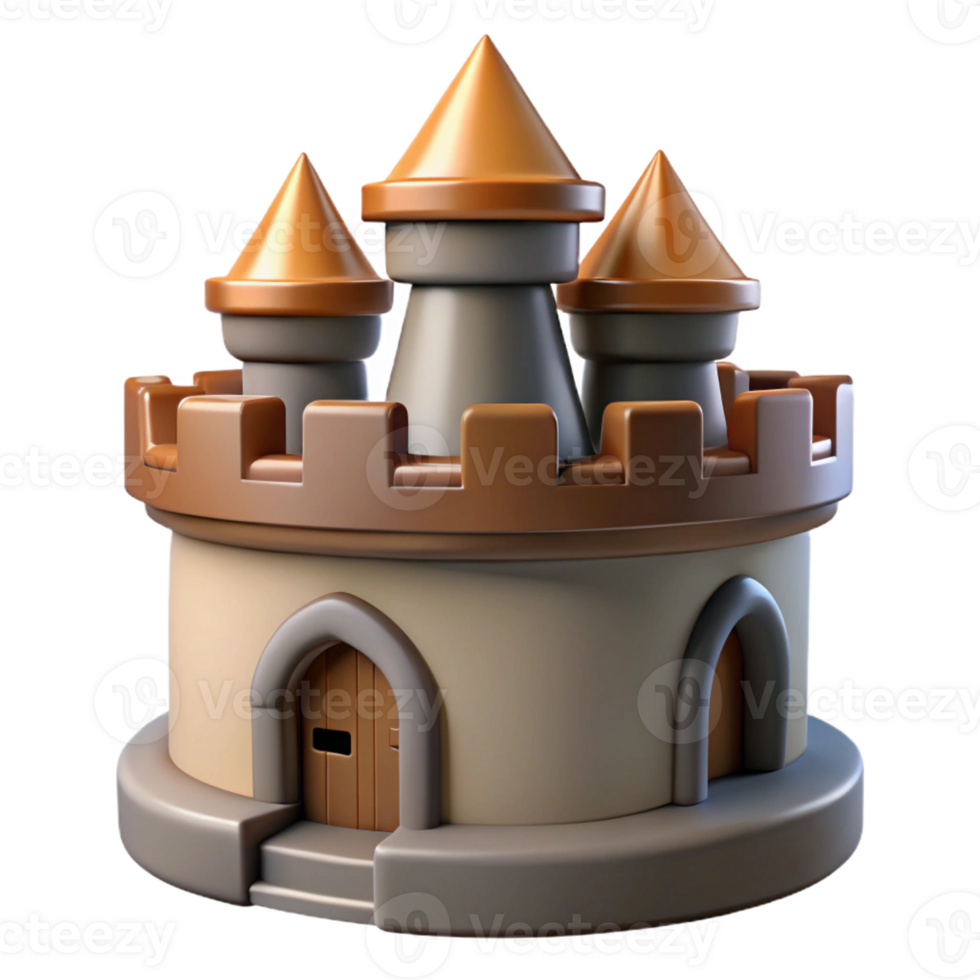 vibrant rustic Castle turret, crenellated parapet, authentic png