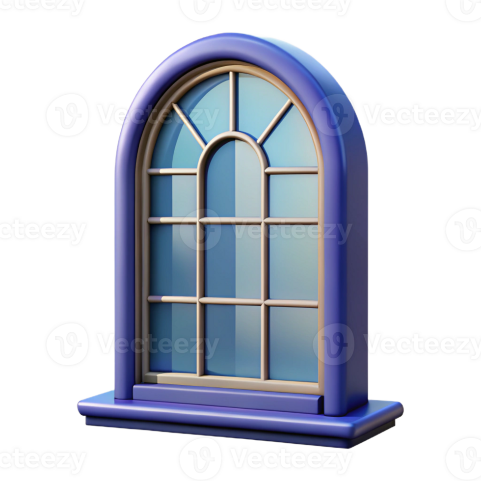 vibrant modern Window frame, arched top, exclusive png