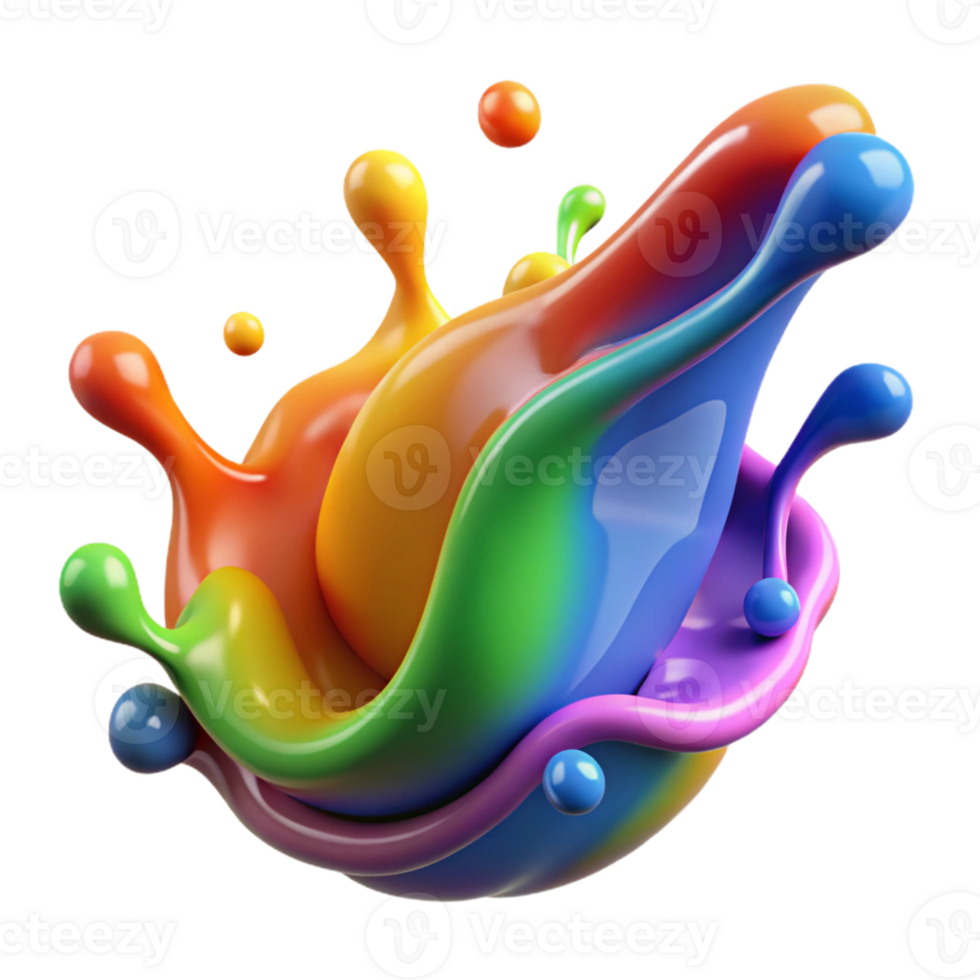 beautiful minimalist A dynamic splash of paint in rainbow colors exclusive png