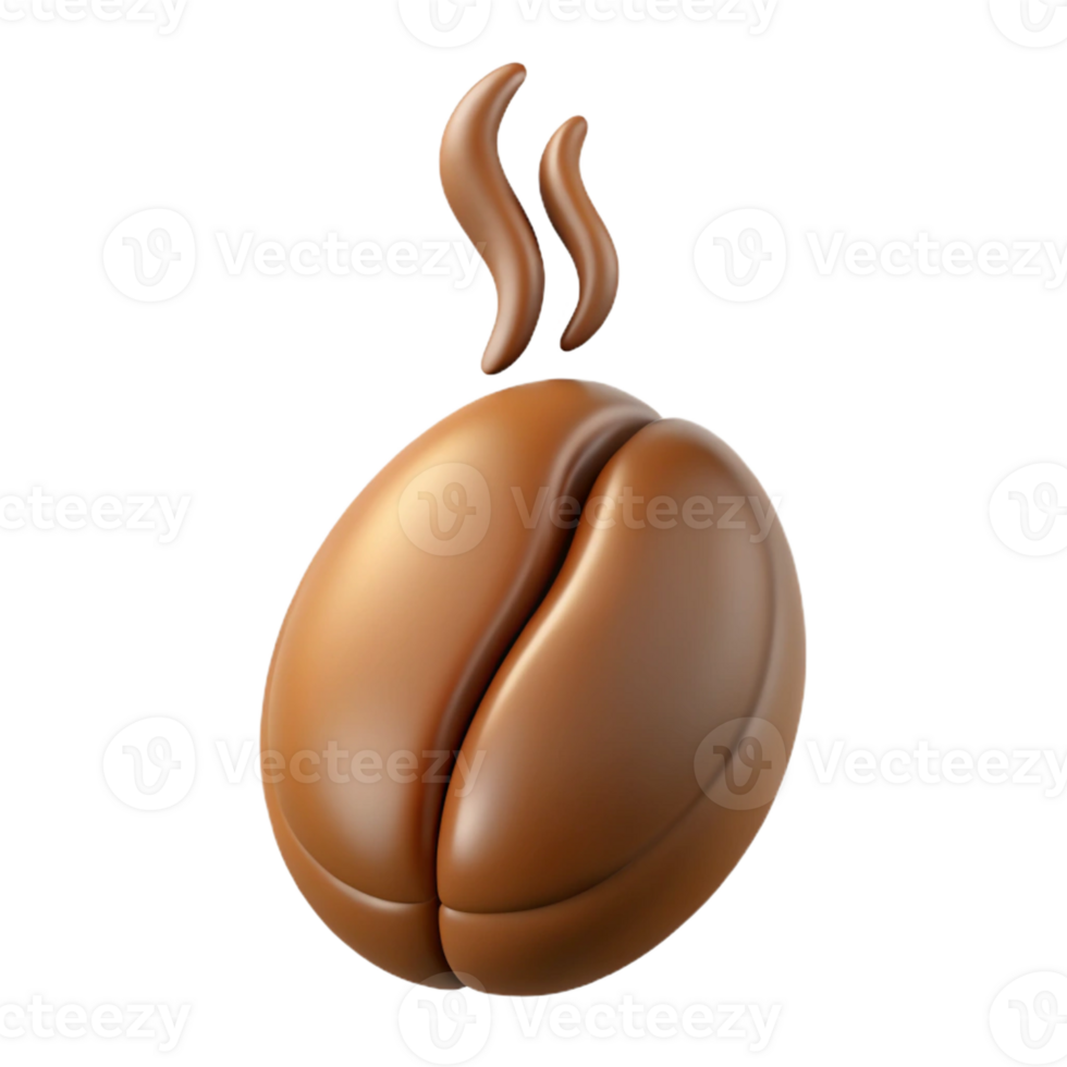 elegant vintage A single, stylized coffee bean with steam rising genuine png
