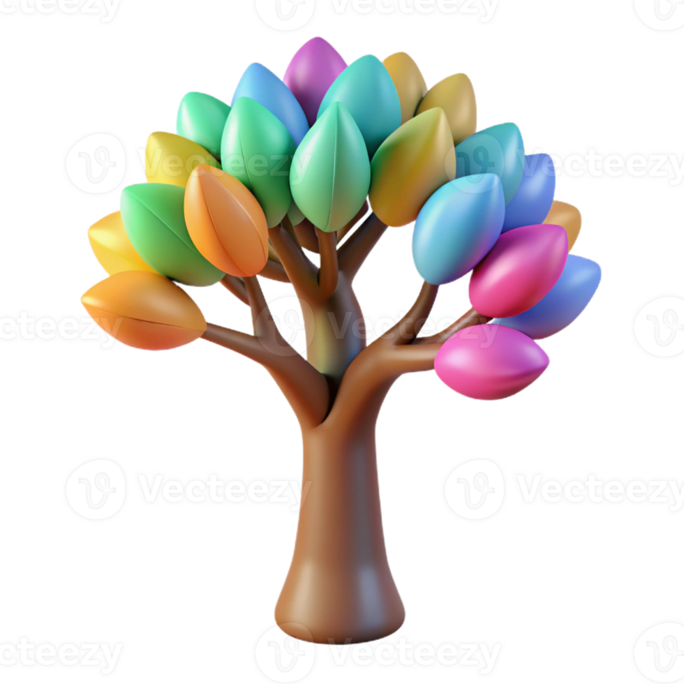 magnificent rustic A stylized, abstract tree with colorful leaves premium png