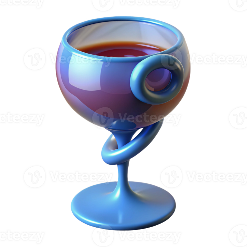 extraordinary artistic A single, stylized wine glass with swirling liquid detailed png
