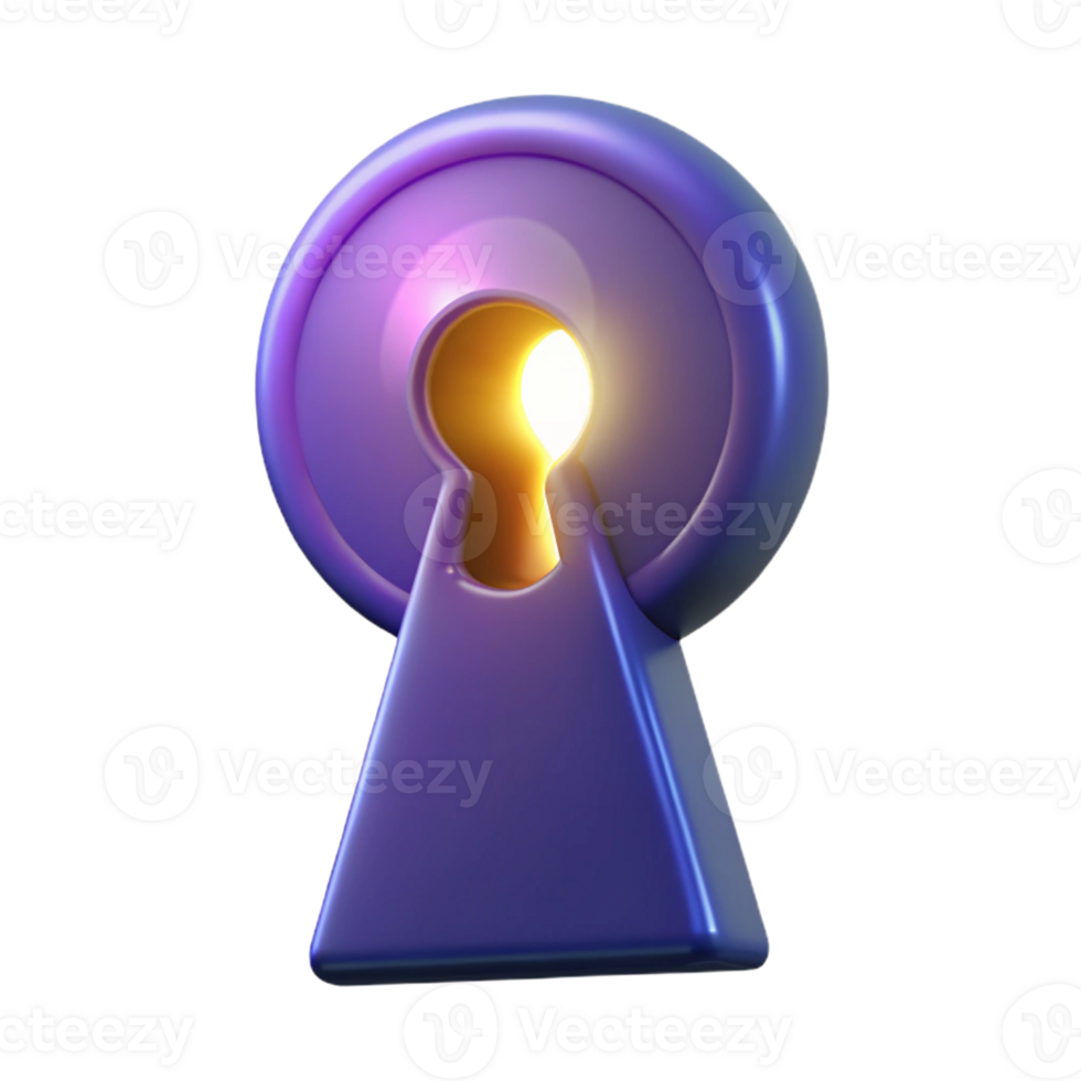 vibrant traditional A single, stylized keyhole with glowing light high resolution png