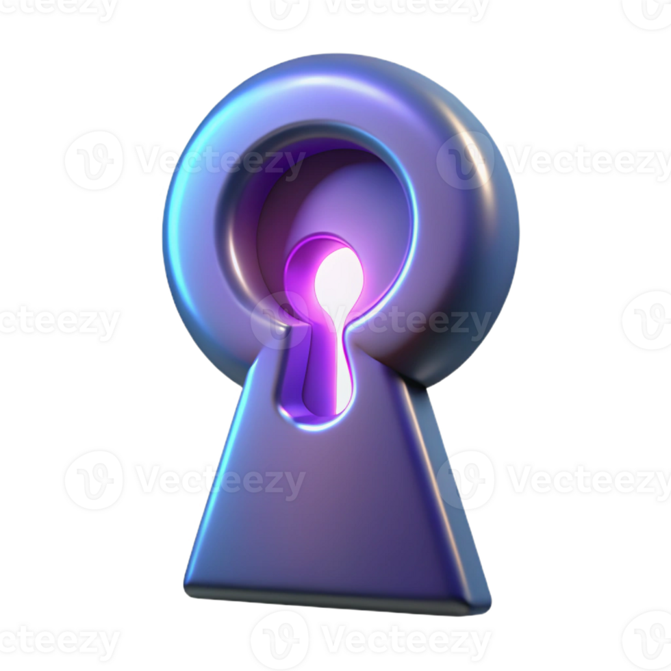 serene classic A single, stylized keyhole with glowing light original png