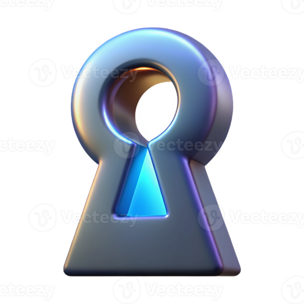 beautiful creative A single, stylized keyhole with glowing light professional png