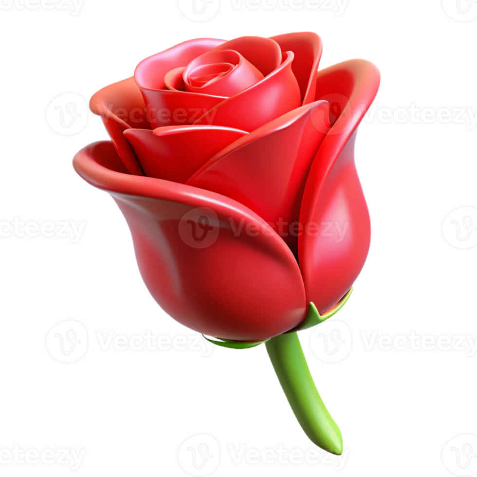 elegant artistic Single red rose bud detailed png