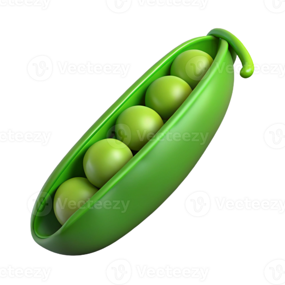 extraordinary minimalist Single green pea pod, open detailed png