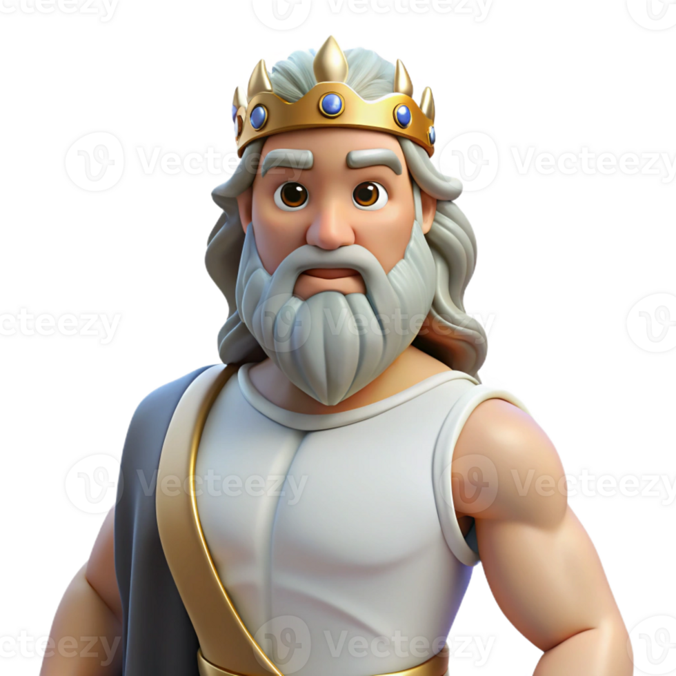 vibrant classic Zeus, King of the Gods, majestic pose, realistic depiction 4K png