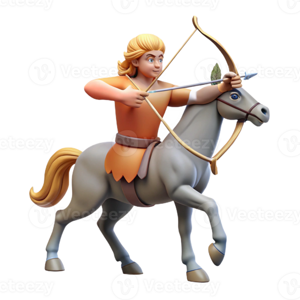 extraordinary artistic Centaur, half-human, half-horse, archer, aiming bow and arrow authentic png
