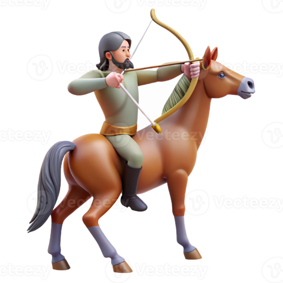 dramatic traditional Centaur, half-human, half-horse, archer, aiming bow and arrow high resolution png