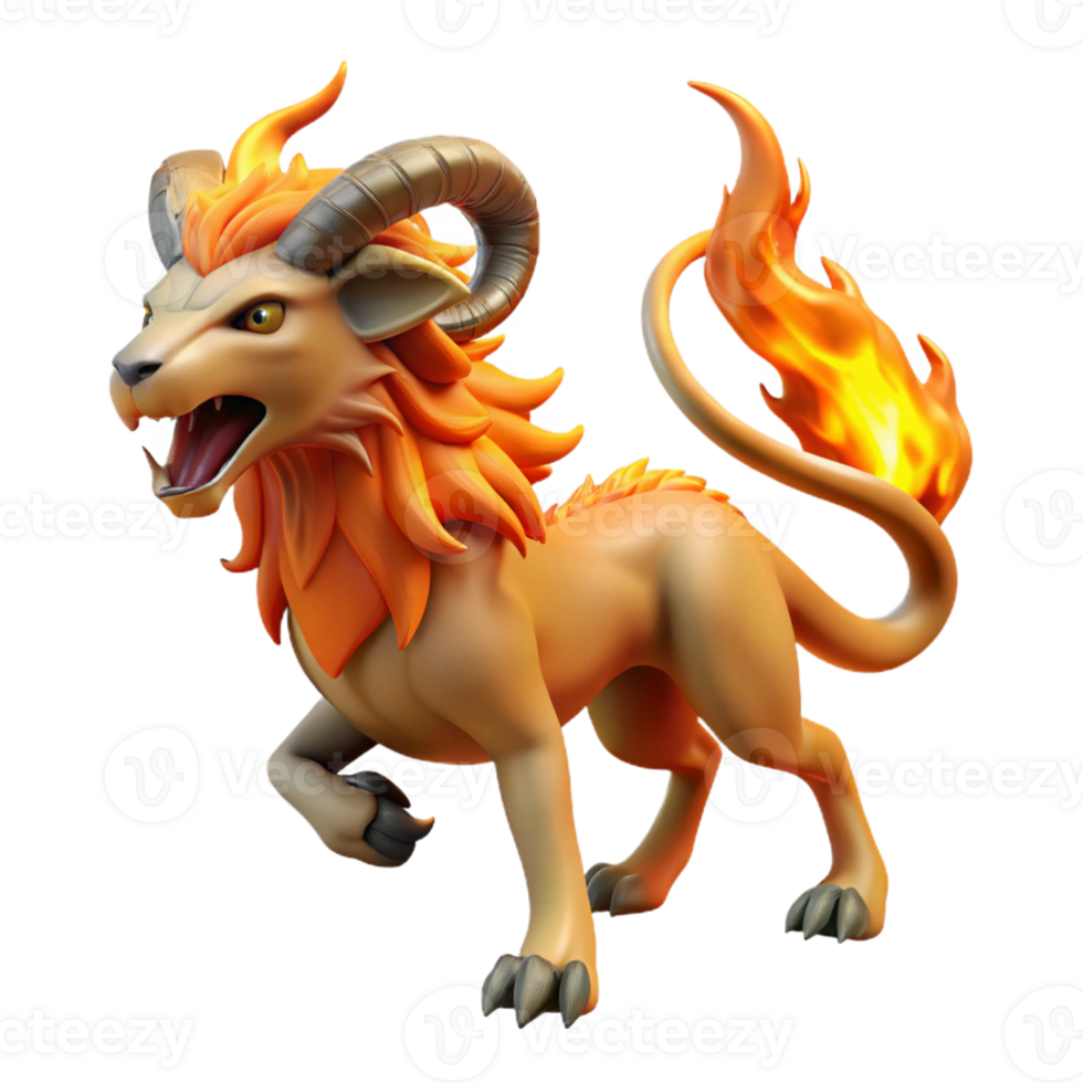 wonderful minimalist Chimera, fire-breathing hybrid, lion's head, goat's body, serpent's tail high resolution png