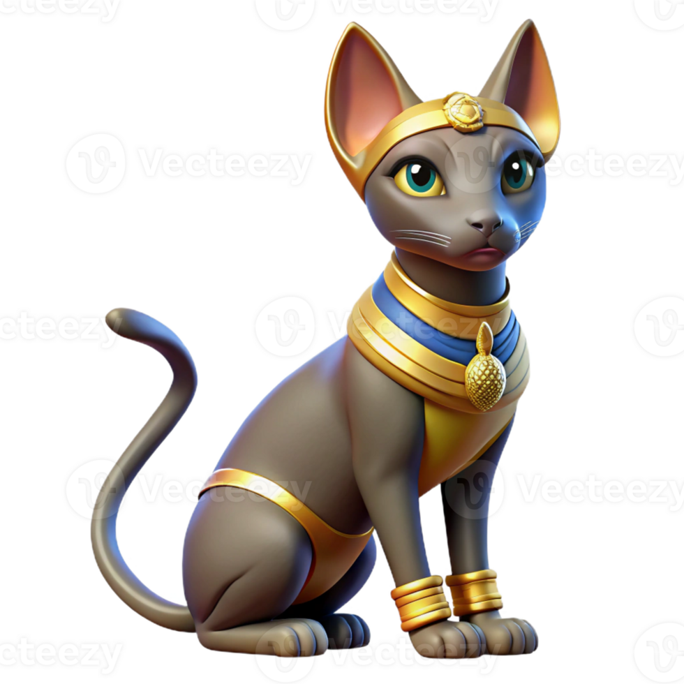extraordinary abstract Bastet, cat goddess, Egyptian mythology, elegant pose high quality png