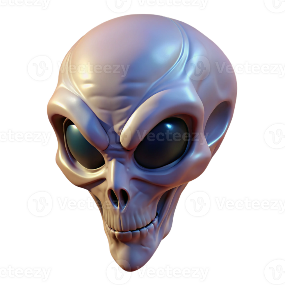 extraordinary modern Alien skull, elongated, bony protrusions high quality png