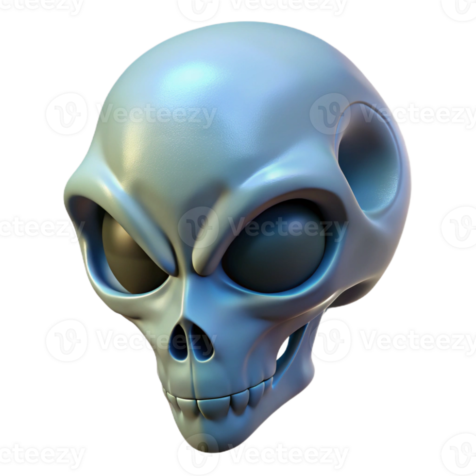 dramatic abstract Alien skull, elongated, bony protrusions high quality png