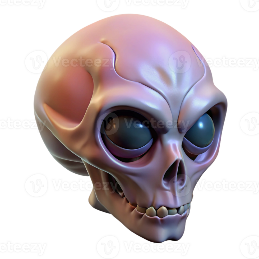 wonderful classic Alien skull, elongated, bony protrusions detailed png