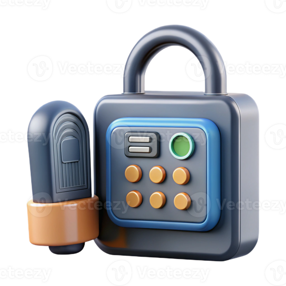 serene artistic High-tech lock, digital keypad, biometric scanner original png