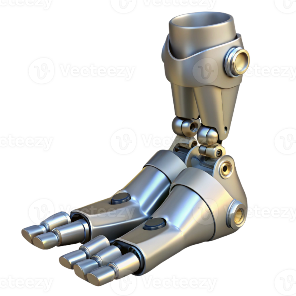 impressive creative Robot foot, metallic, articulated joints genuine png