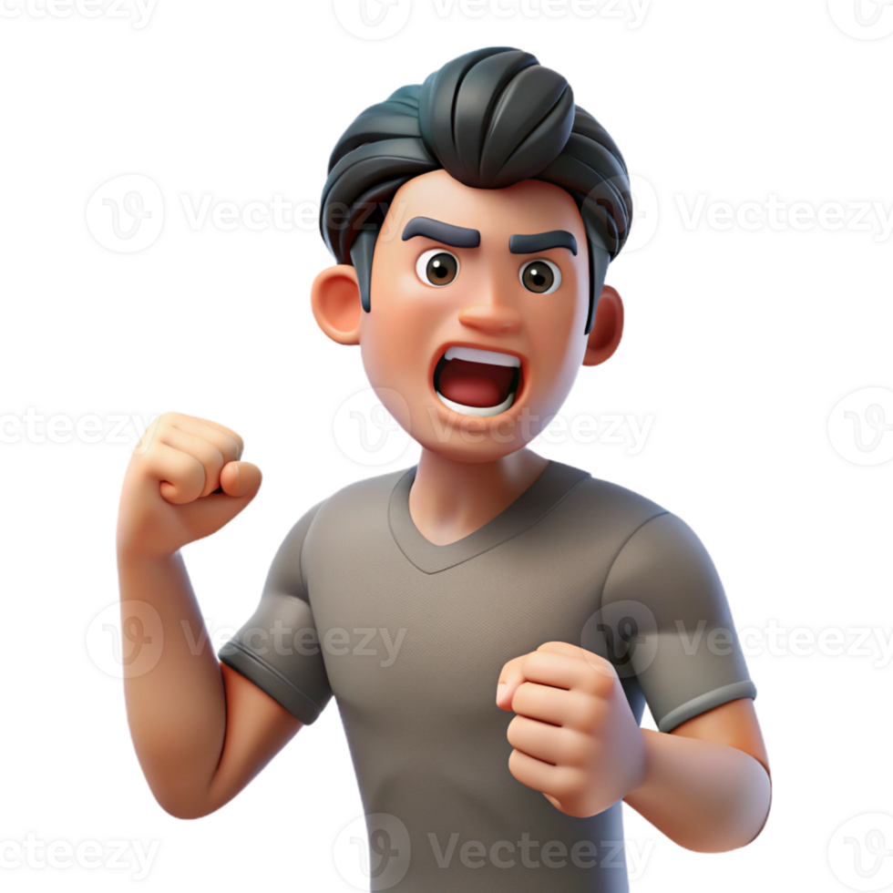 stunning rustic Angry young man clenching his fist, high resolution png