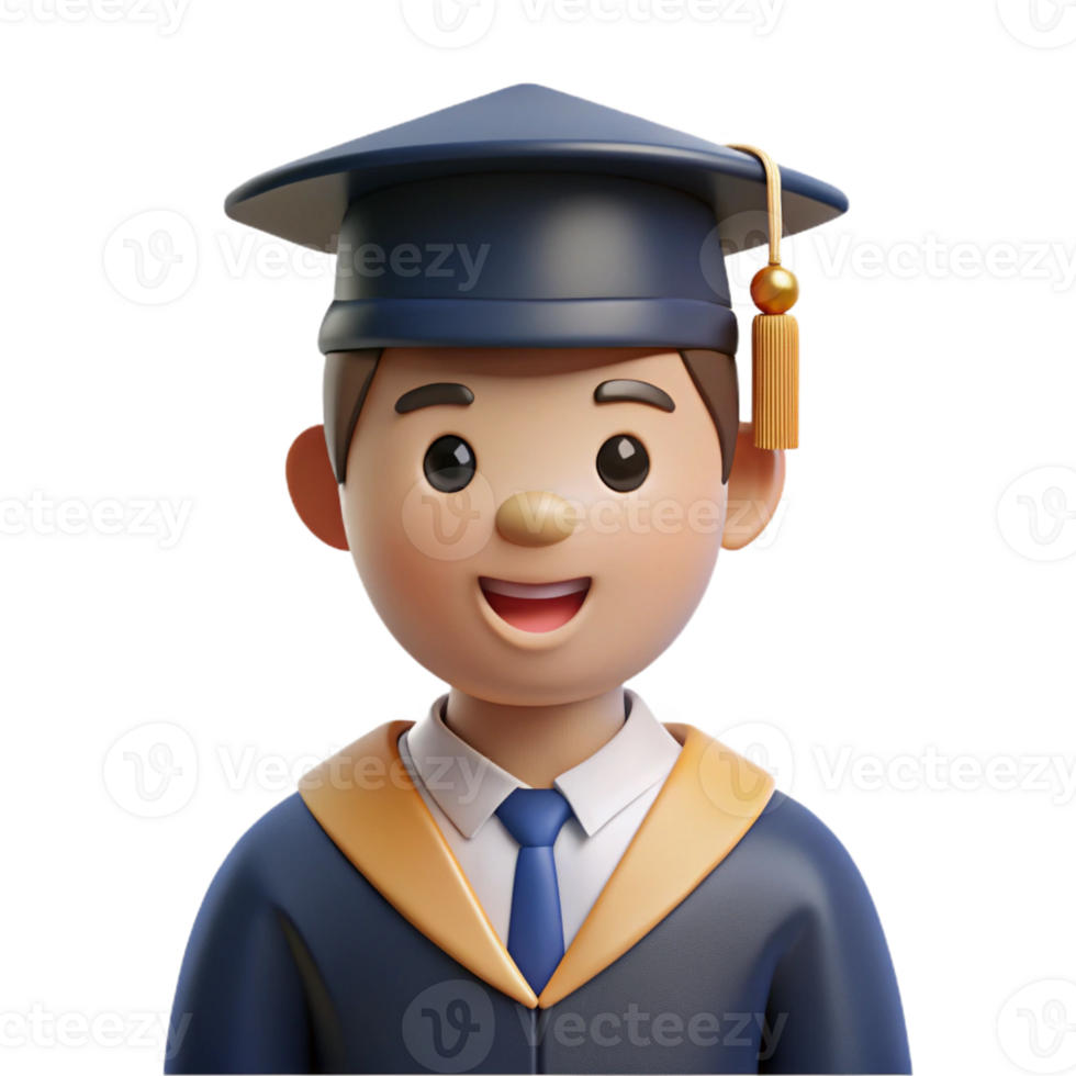 stunning classic Graduate student in a cap and gown, premium png