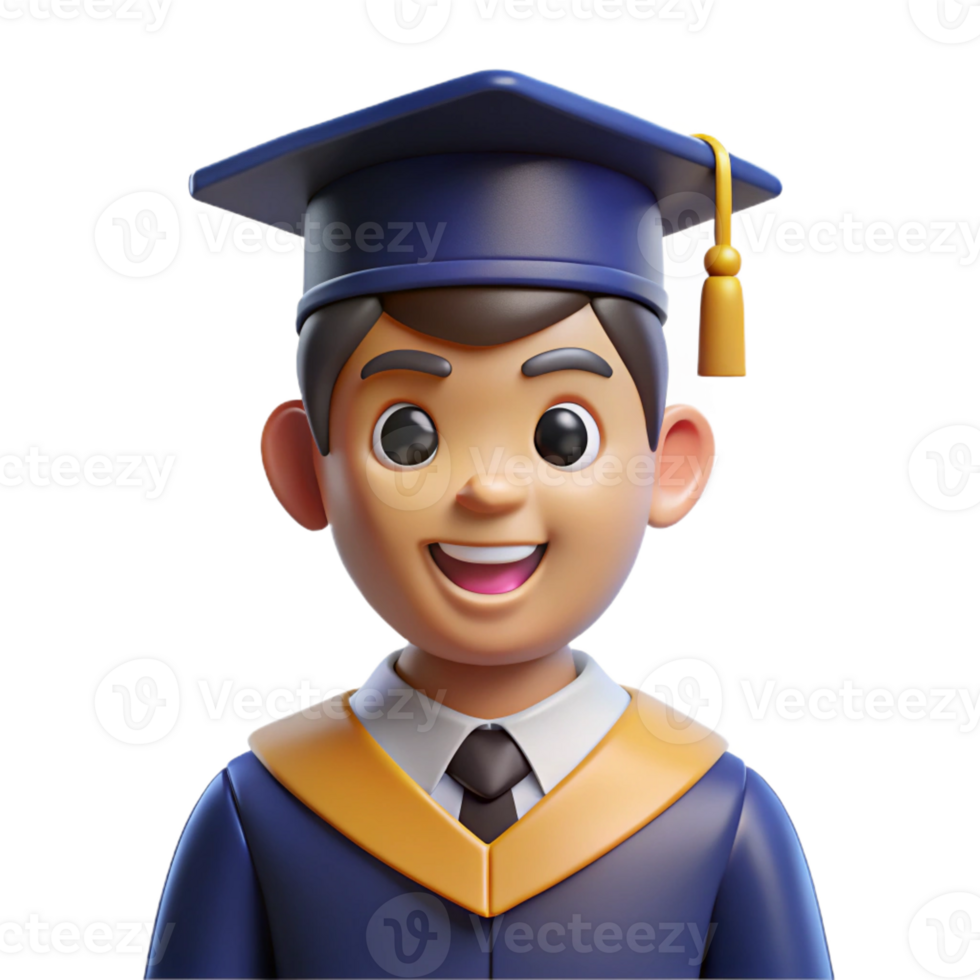 serene rustic Graduate student in a cap and gown, high quality png