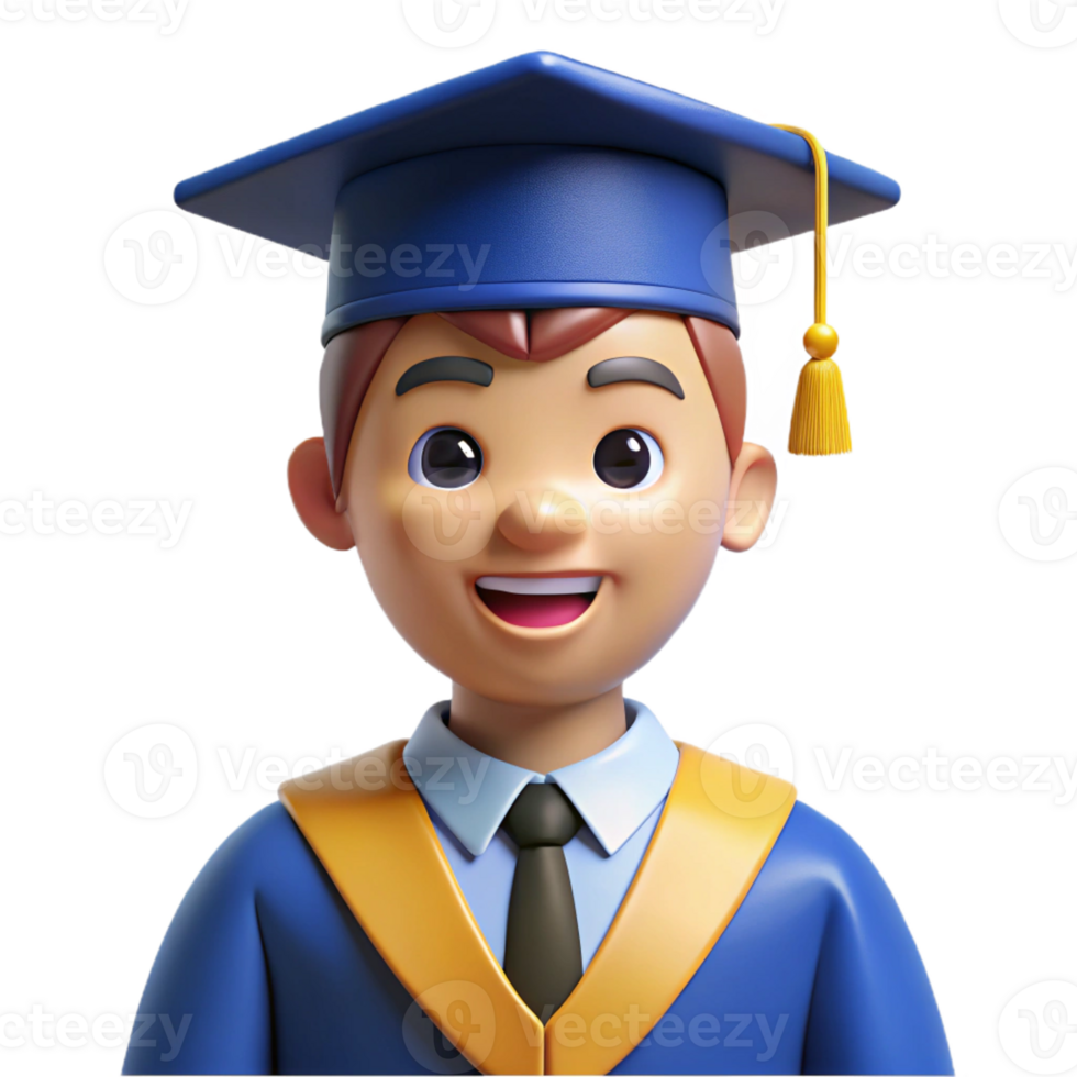 elegant minimalist Graduate student in a cap and gown, high resolution png