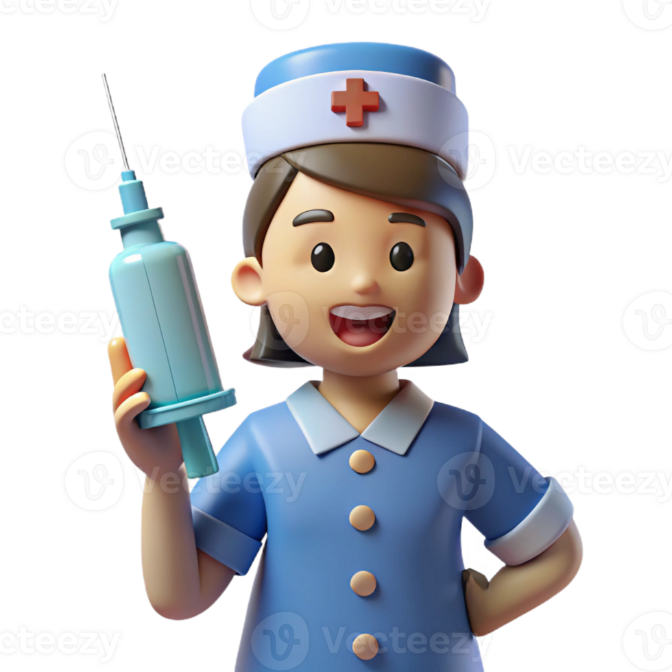 vibrant modern Nurse with a syringe, original png