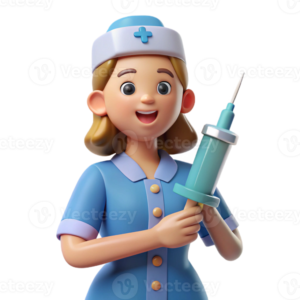 beautiful traditional Nurse with a syringe, 4K png