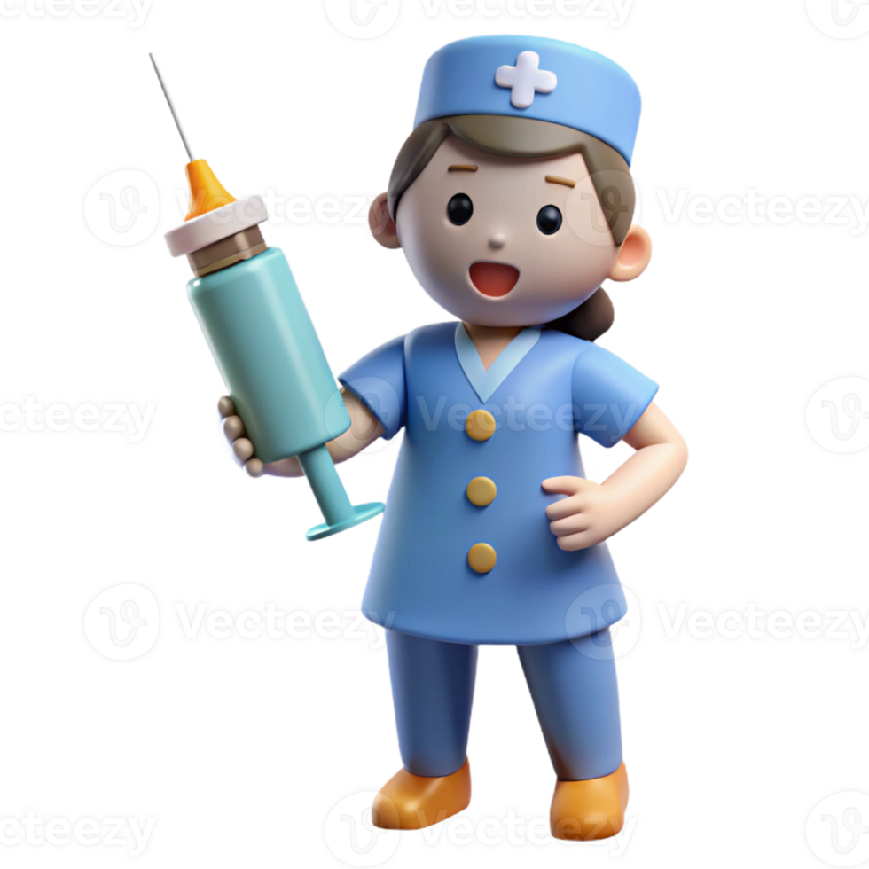 serene minimalist Nurse with a syringe, high quality png
