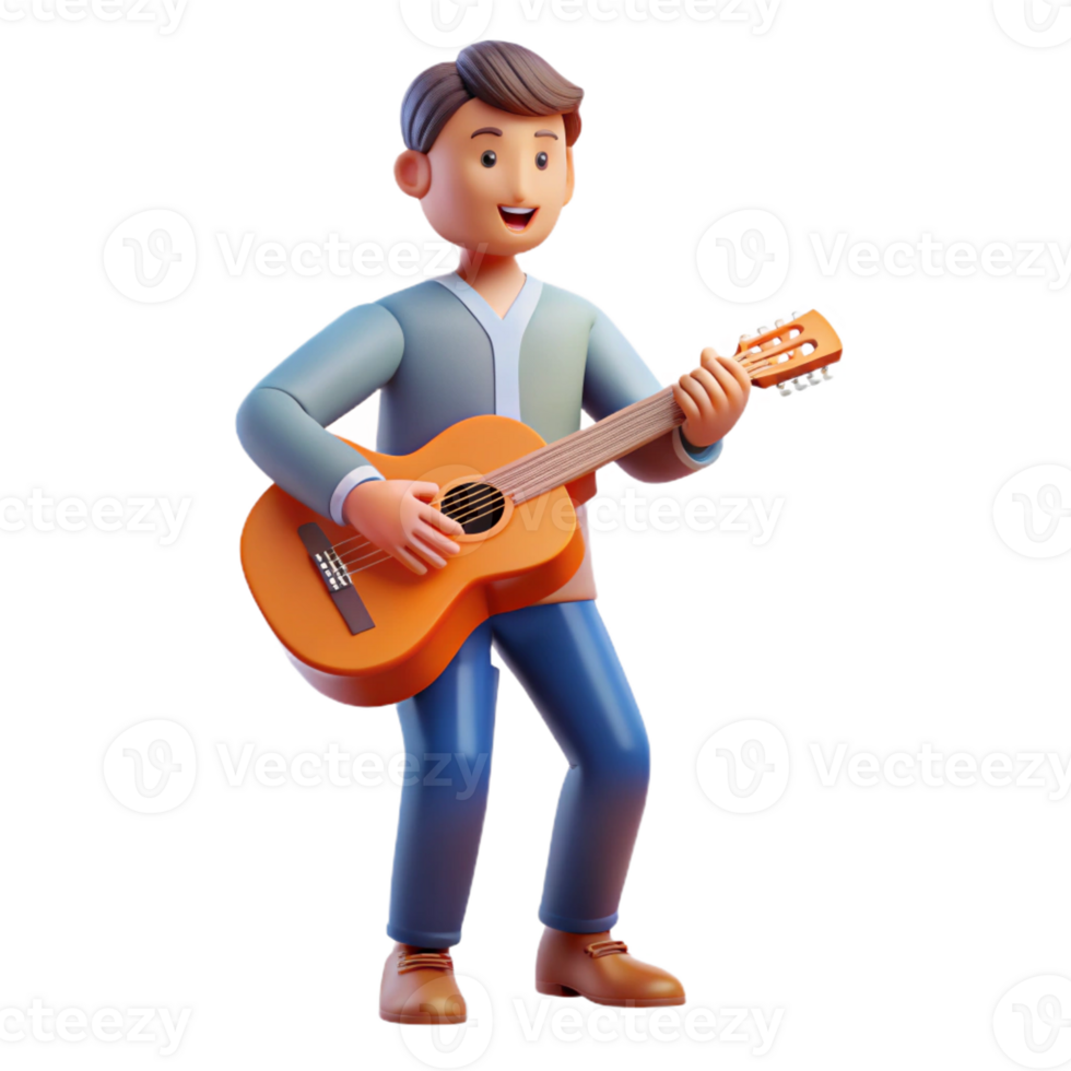 elegant artistic Musician playing a guitar, original png