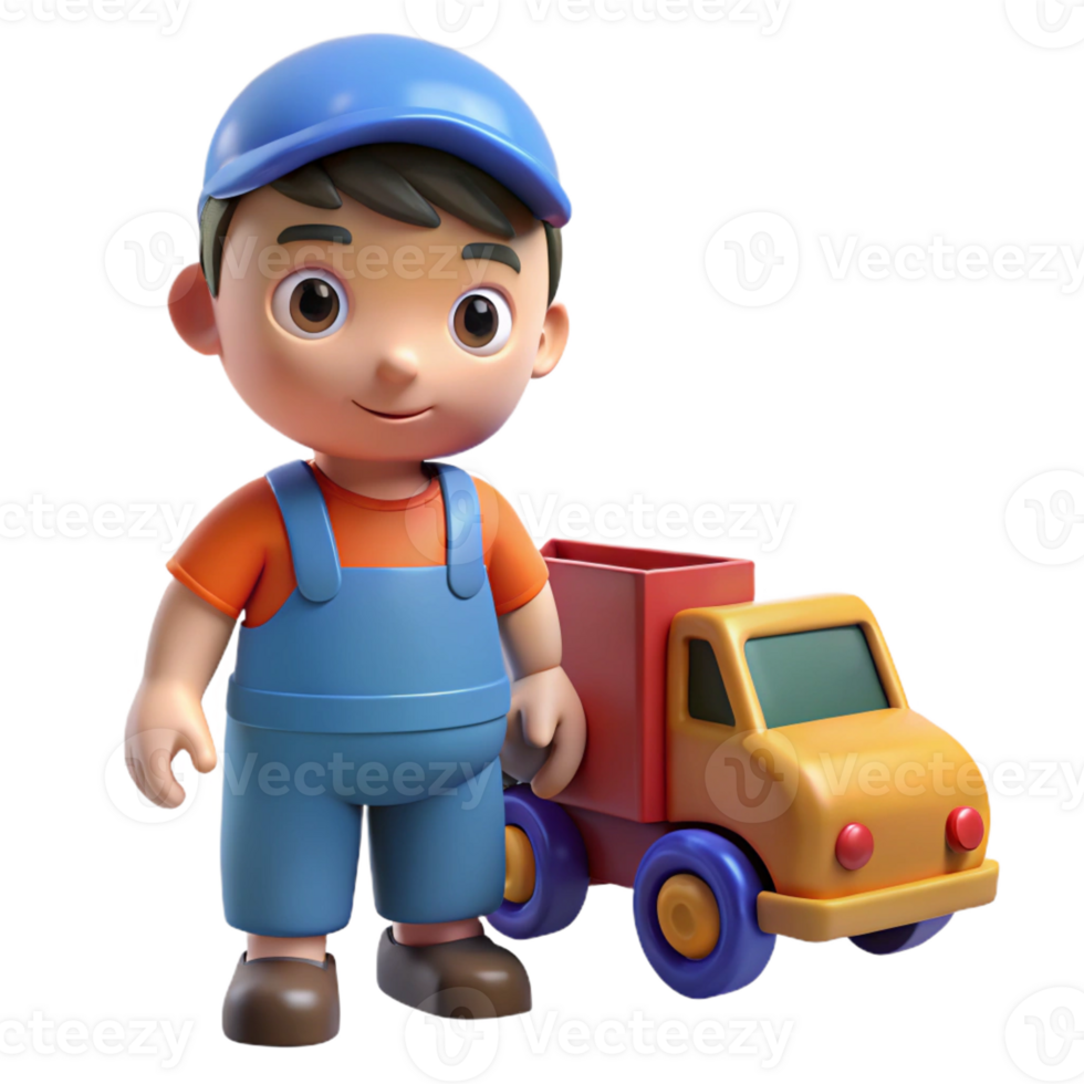 impressive rustic Playing child with a toy truck, professional png