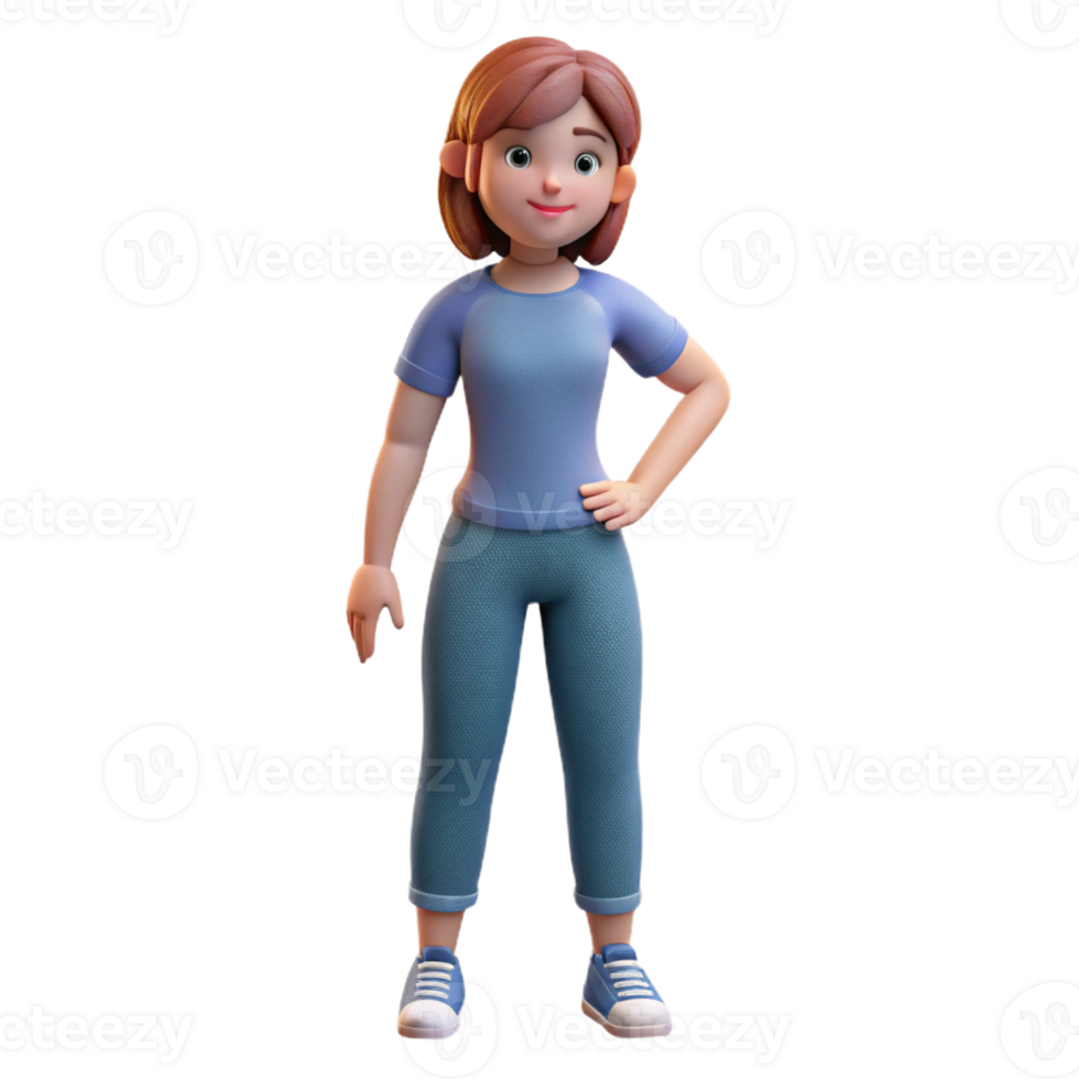 beautiful rustic Casual girl in jeans and a t-shirt, genuine png