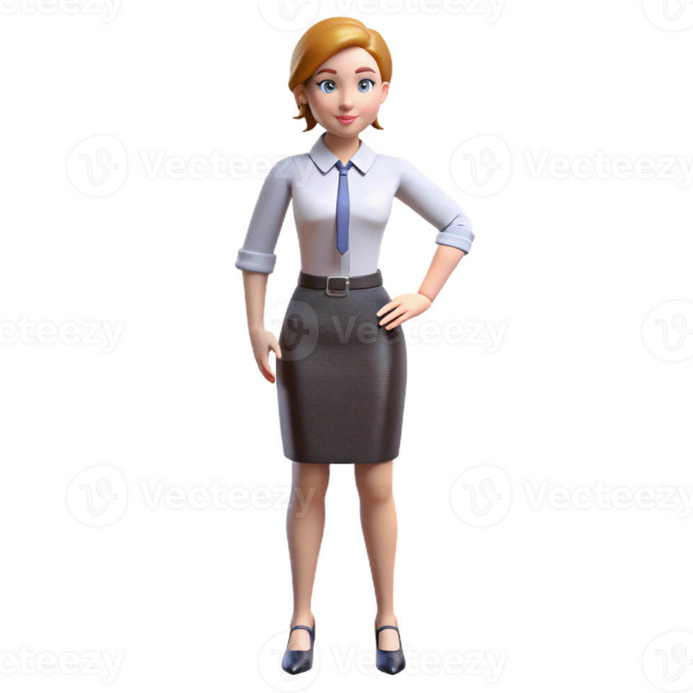 dramatic contemporary Professional woman in a business skirt and blouse, high resolution png