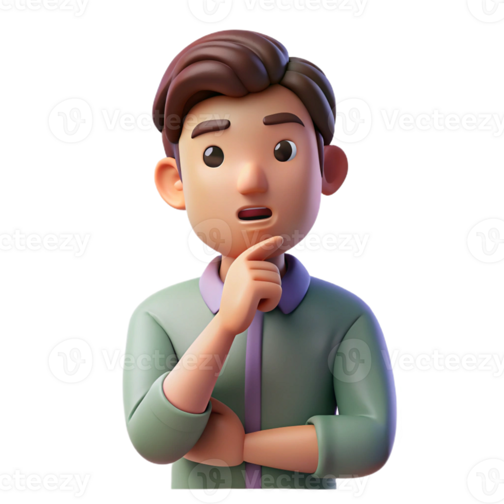 stunning minimalist Thoughtful person with their hand on their chin, genuine png