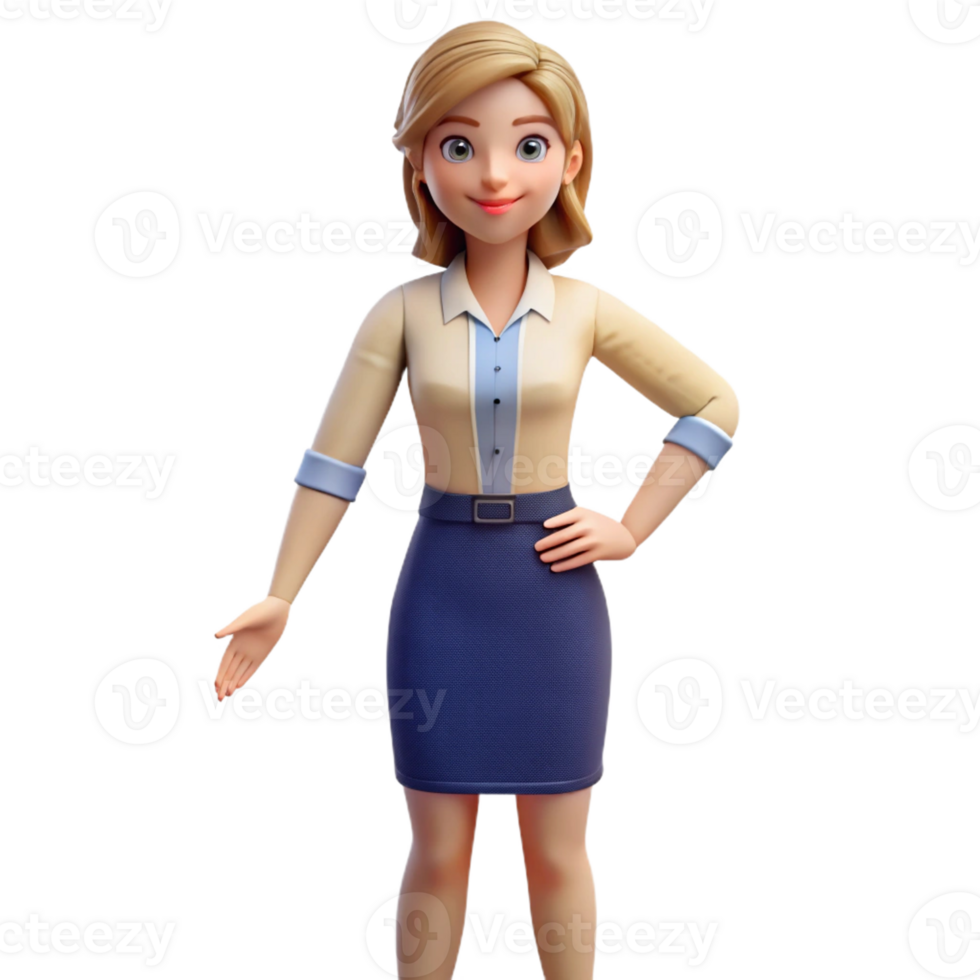 impressive abstract Professional woman in a business skirt and blouse, premium png