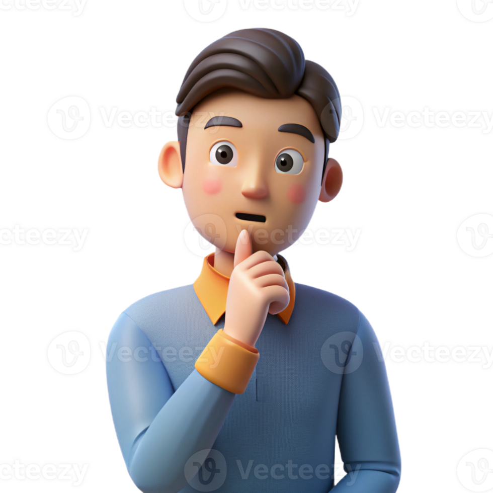 vibrant contemporary Thoughtful person with their hand on their chin, professional png