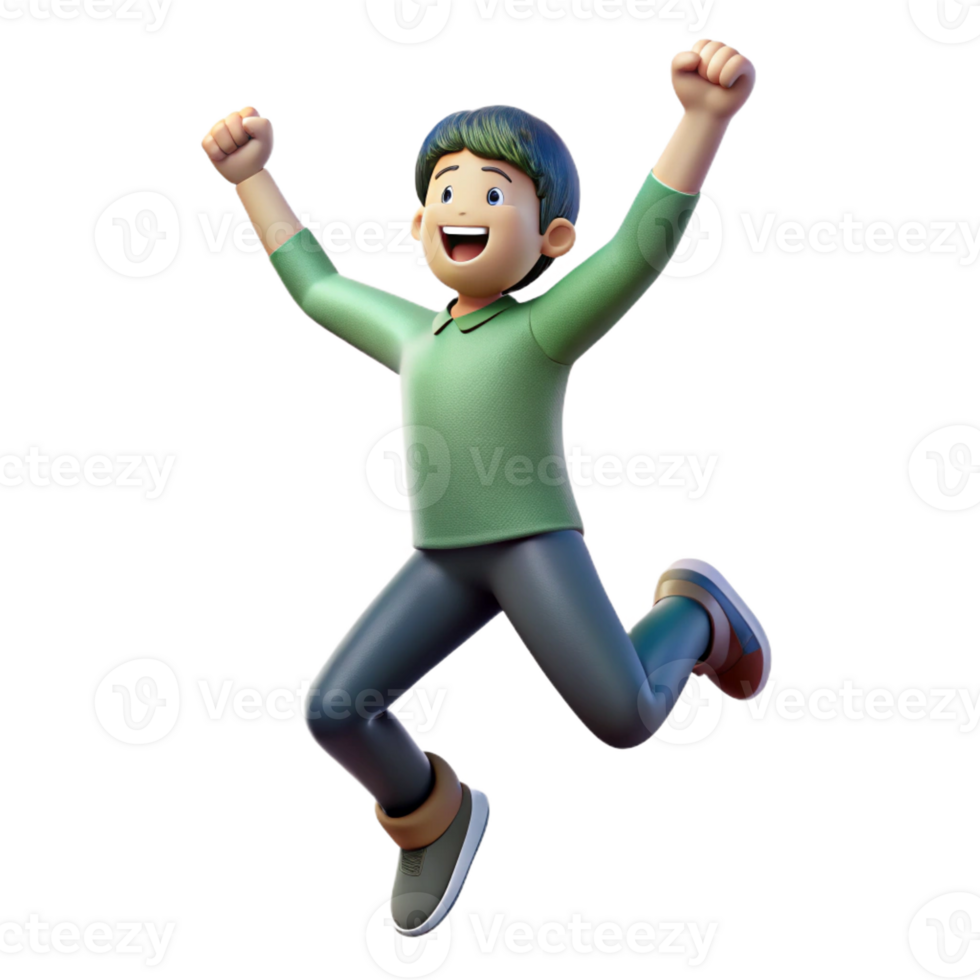 extraordinary abstract Excited individual jumping in the air, authentic png