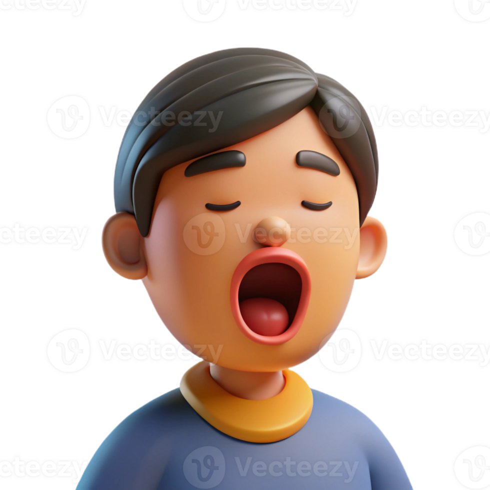 elegant contemporary Bored person yawning, authentic png