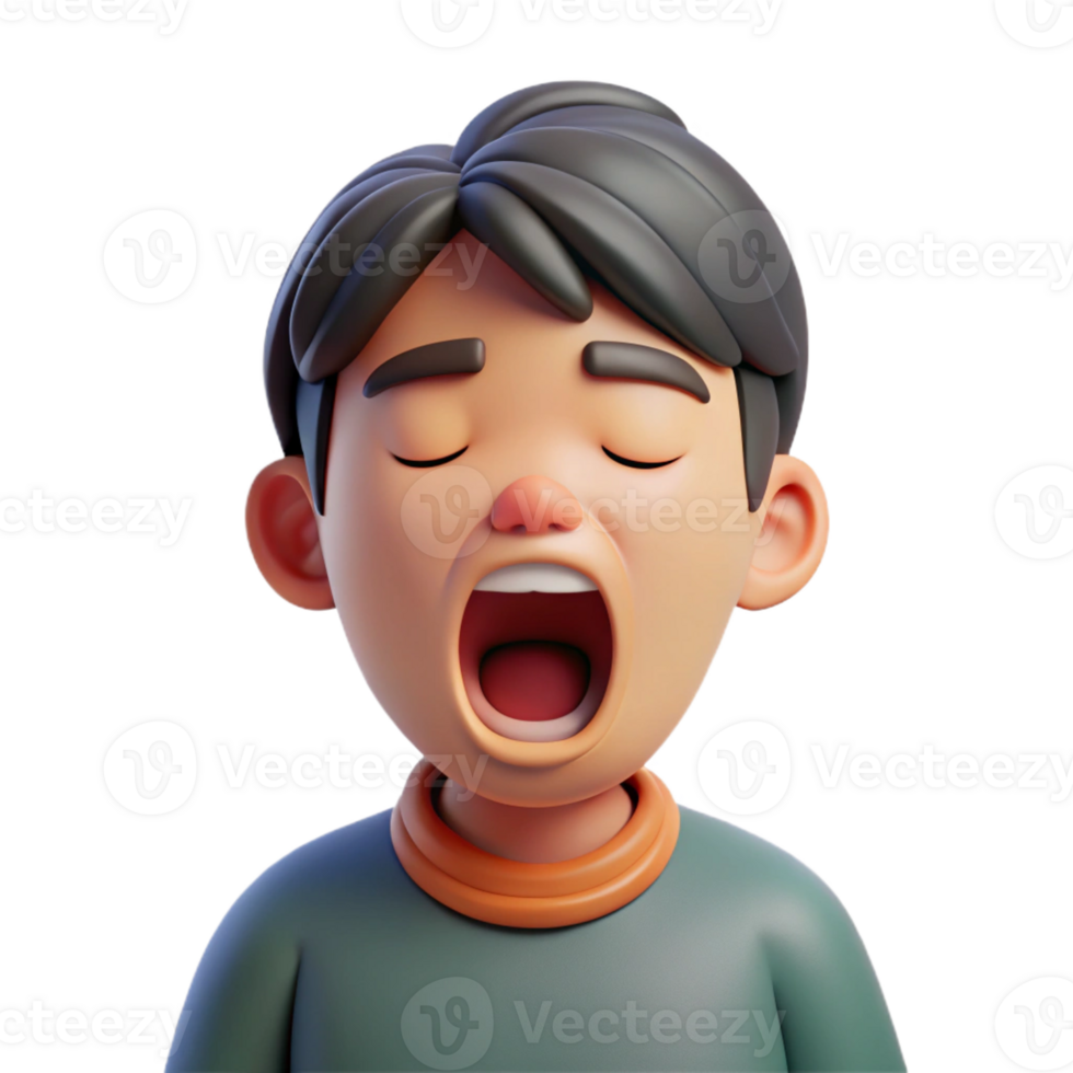 elegant contemporary Bored person yawning, genuine png