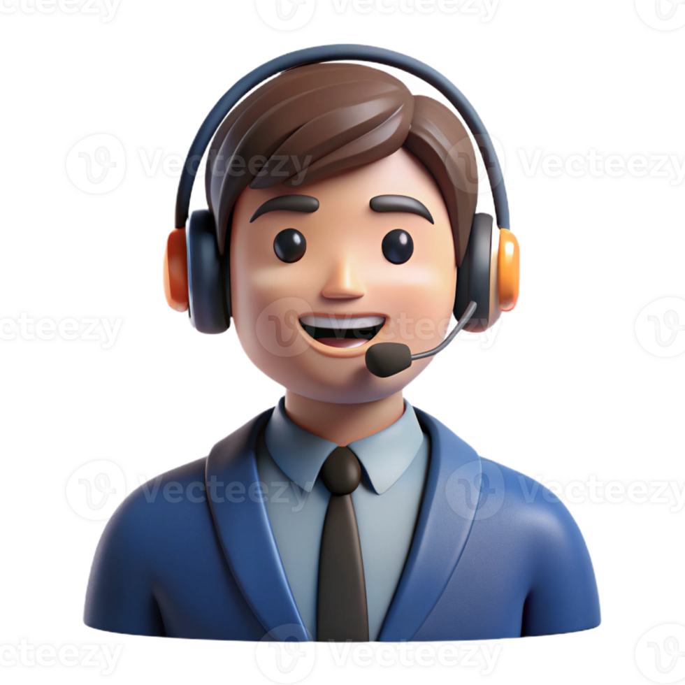 beautiful abstract Smiling customer service representative with a headset, original png