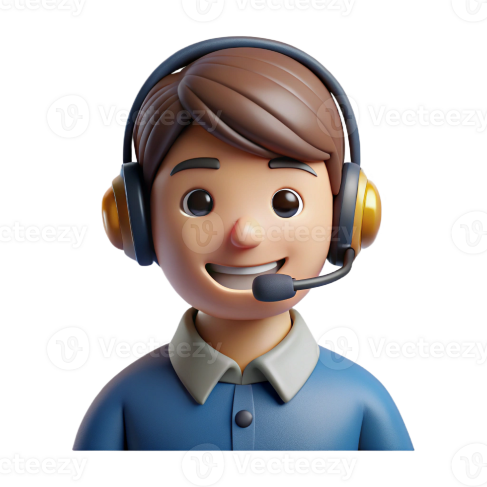 wonderful vintage Smiling customer service representative with a headset, original png