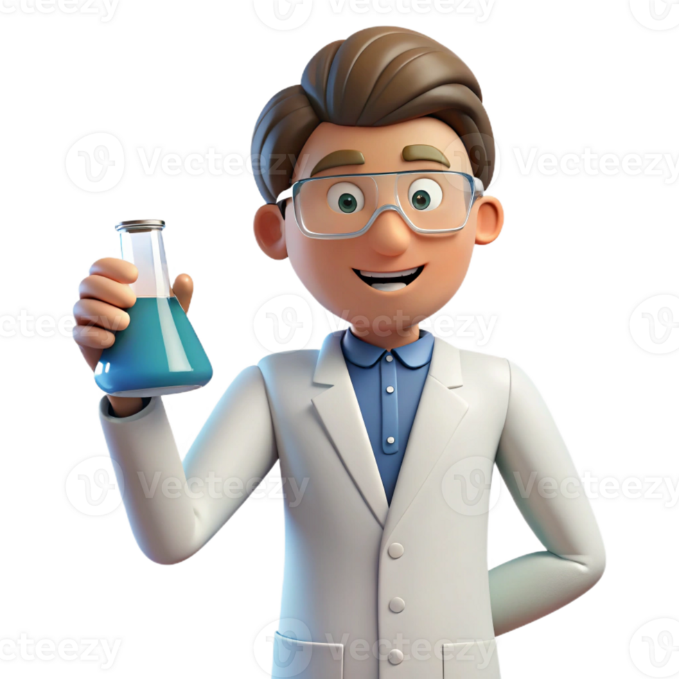 wonderful creative Passionate scientist holding a beaker, professional png