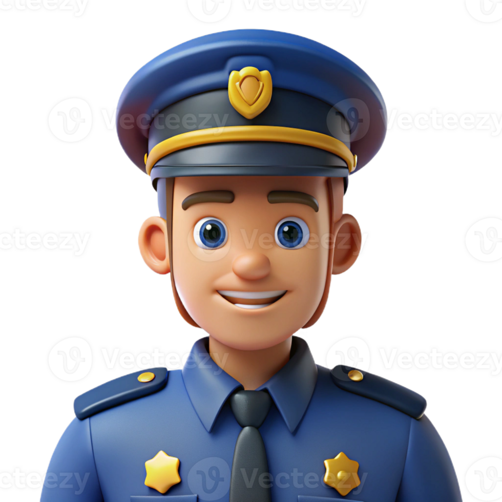 elegant rustic Serious police officer in uniform, high quality png