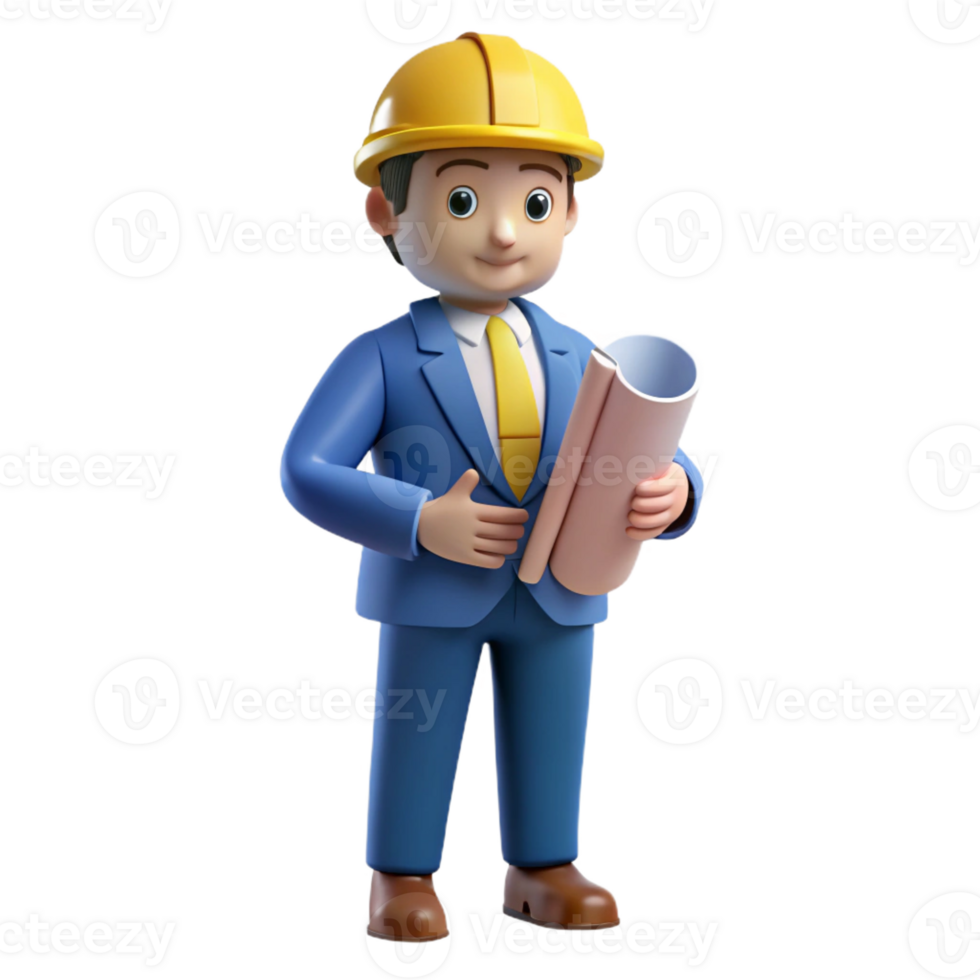 beautiful abstract Innovative engineer with a blueprint, professional png