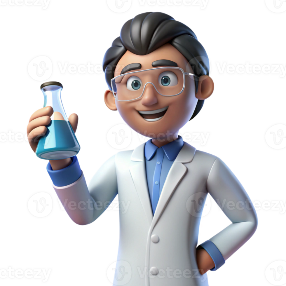 elegant artistic Passionate scientist holding a beaker, exclusive png