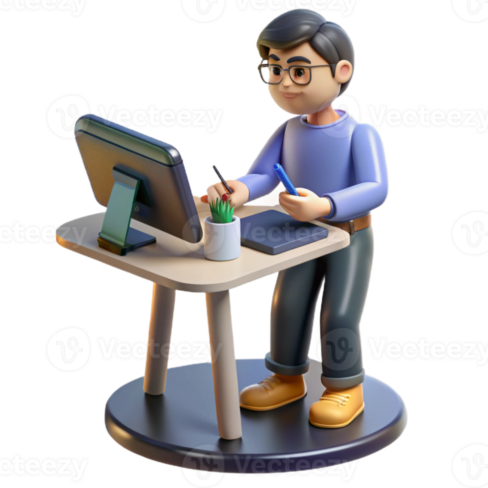 stunning modern Creative designer working on a graphic tablet, exclusive png