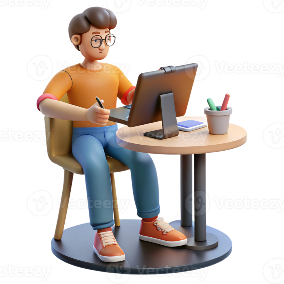 wonderful modern Creative designer working on a graphic tablet, 4K png